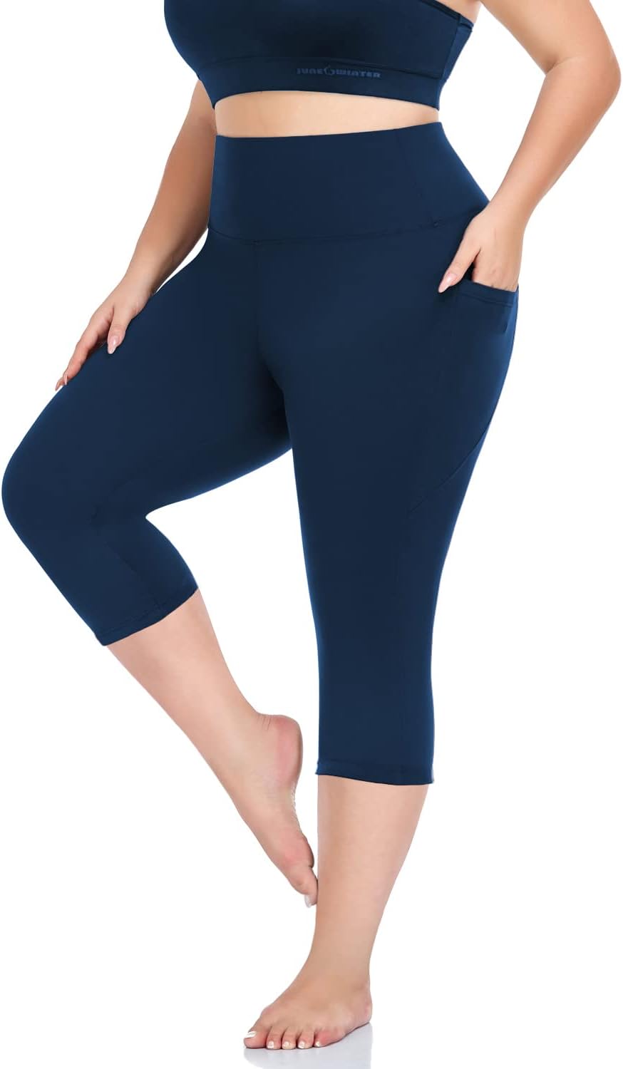 Plus-size pocket leggings, capri and full length — product photo 14