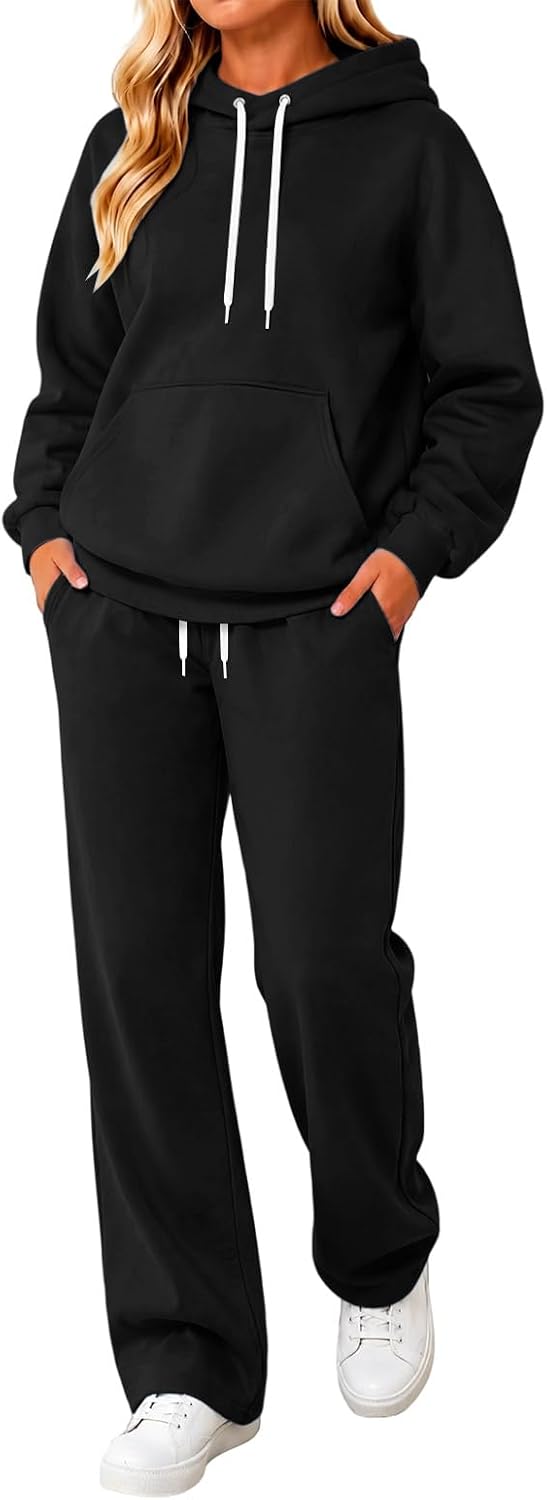 Hoodie and wide-leg sweatpants set — product photo 1