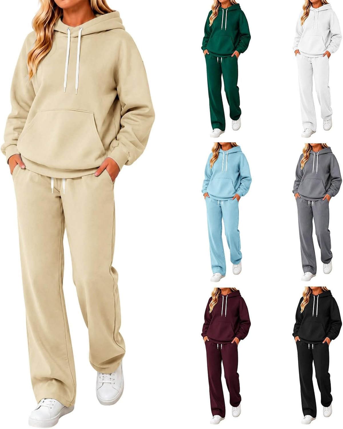 Hoodie and wide-leg sweatpants set — product photo 6
