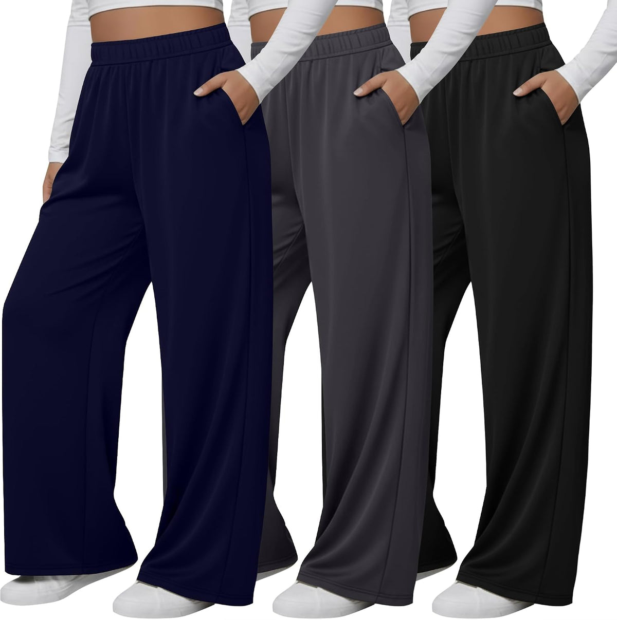 Wide-leg lounge pants, three-pack — product photo 6