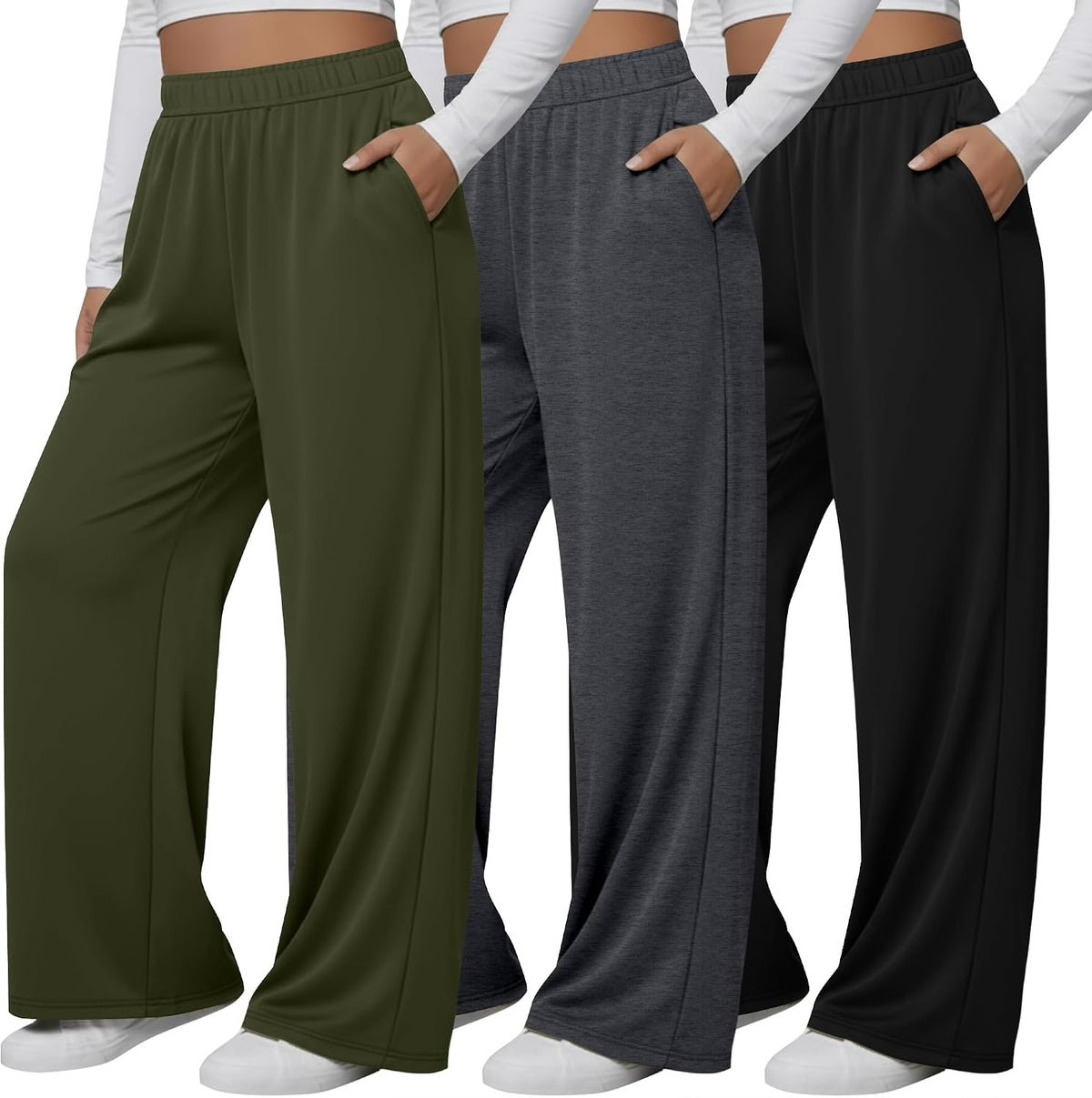 Wide-leg lounge pants, three-pack — product photo 9