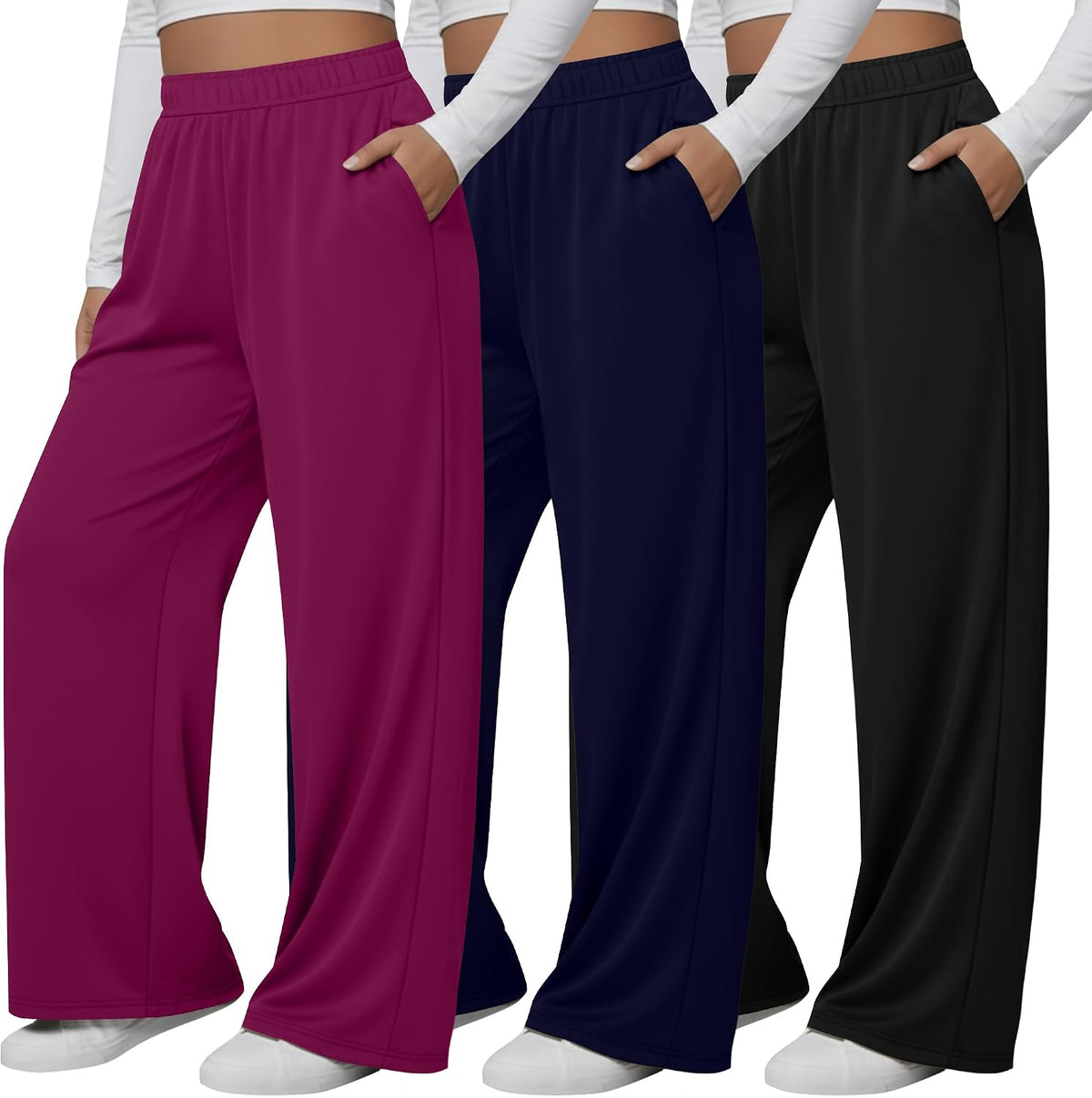 Wide-leg lounge pants, three-pack — product photo 4