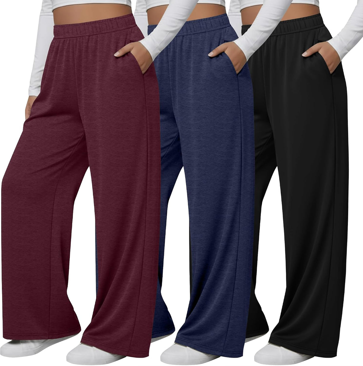 Wide-leg lounge pants, three-pack — product photo 3